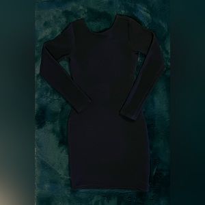 Express Dress; Open back, Long sleeve, Around knee length.